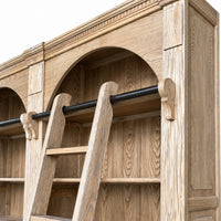 Hamptons Heritage Open Library Arched Extendable Bookshelf/Bookcase with Ladder 100cm - 300cm Wide