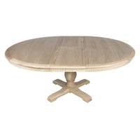 New England Hamptons Round Dining Table with Dentil Molding in Natural Ash Pedestal Base 150cm-190cm