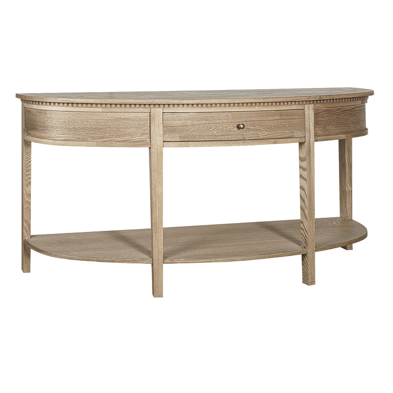 Hamptons Coastal Half-Moon Curve Hallway Console Table Dentil Molding Design