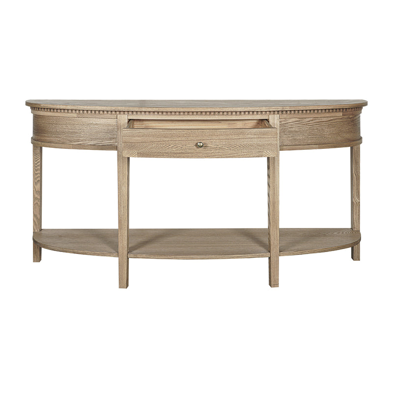 Hamptons Coastal Half-Moon Curve Hallway Console Table Dentil Molding Design