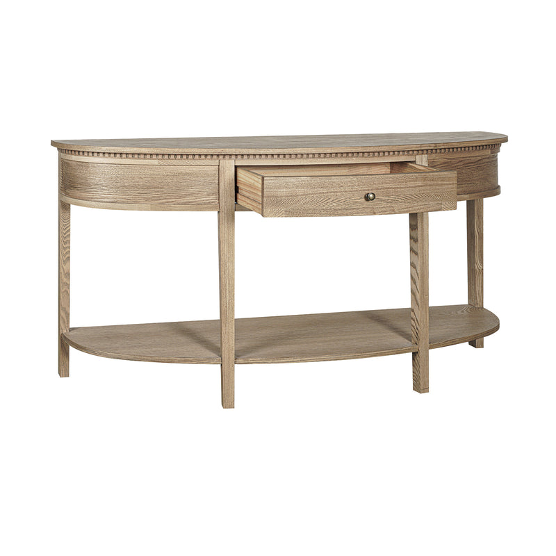 Hamptons Coastal Half-Moon Curve Hallway Console Table Dentil Molding Design
