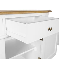 Hamptons Coastal Curve Ash Top Sideboard Buffet & Two Drawers Console Cabinet