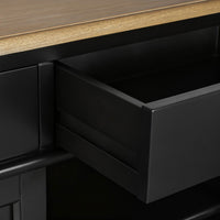 Hamptons Coastal Curve Ash Top Sideboard Buffet & Two Drawers Console Cabinet