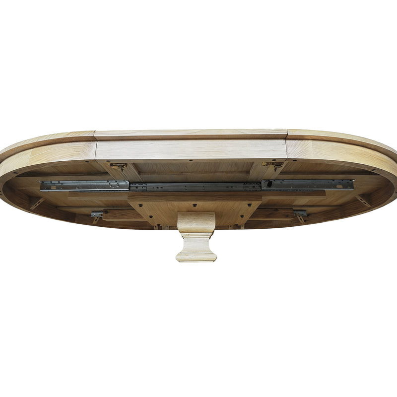 French Provincial Farmhouse Extendable Round Pedestal Dining Table