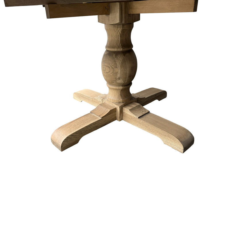 Hamptons Round Dining Table with Dentil Molding in Natural Ash Pedestal Base150cm-190cm