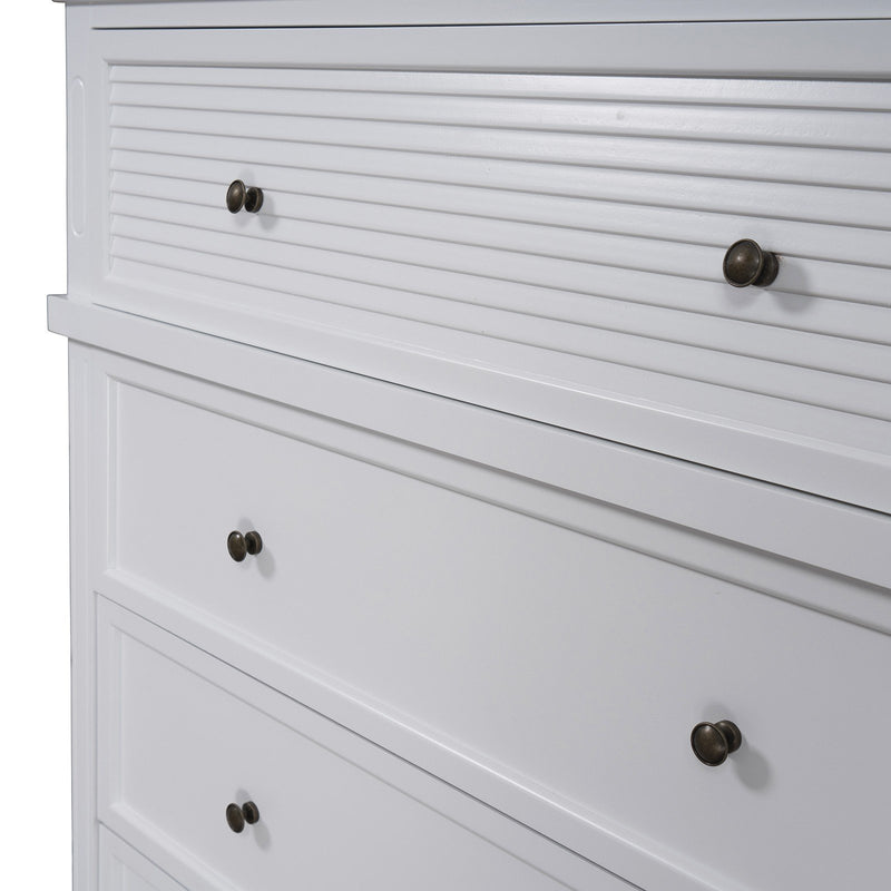 Hamptons Coastal Seaside 4 Drawer Chest Tallboy Cabinet