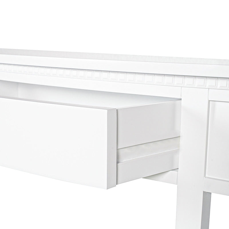 Hamptons Coastal Half-Moon Curve Hallway Console Table Dentil Molding Design