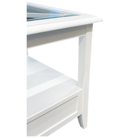 Hamptons Coastal 1 Drawer Glass Cross Side Table