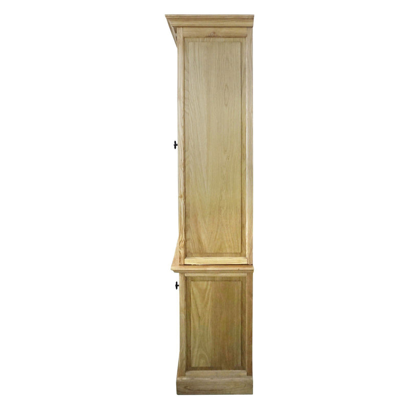French Provincial Casement Double Glass Door Display Buffet and Hutch Cabinet Bookcase
