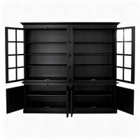 French Provincial Casement Double Glass Door Display Buffet and Hutch Cabinet Bookcase