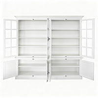 French Provincial Casement Double Glass Door Display Buffet and Hutch Cabinet Bookcase
