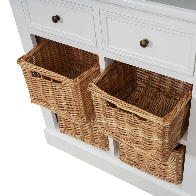 Hamptons Coastal 4 Basket Buffet Sideboard Cabinet