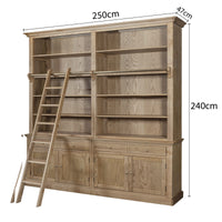 Hamptons Halifax Open Extendable Bookcase with Ladder 250-368cm