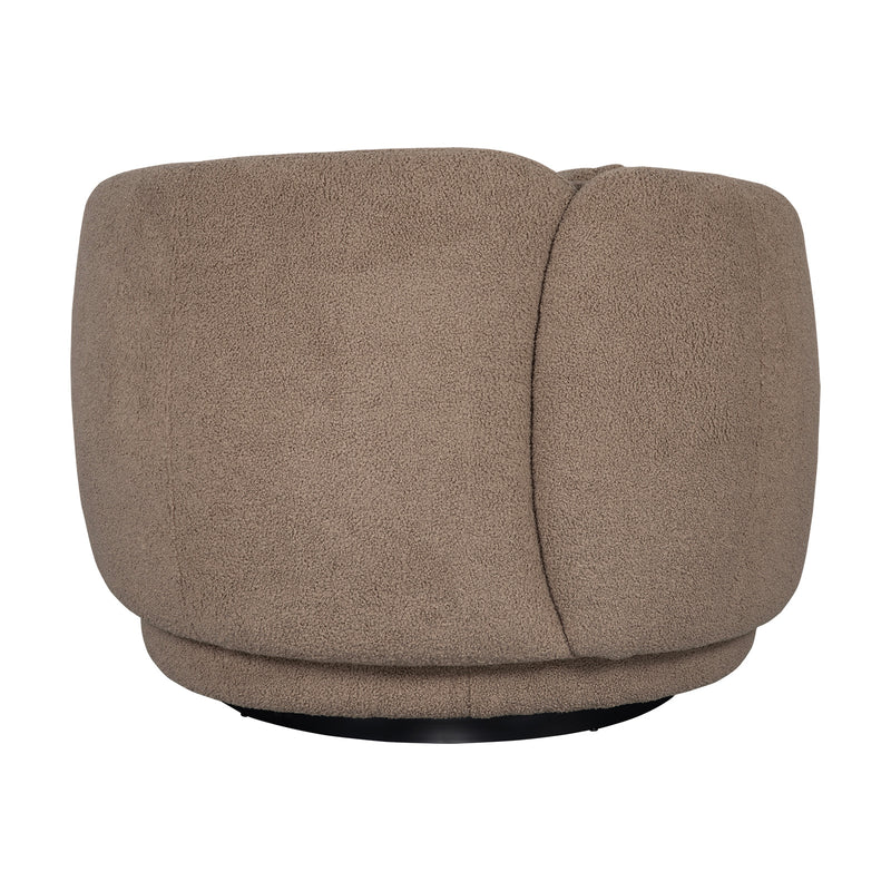 Tulip Blossom Boucle Swivel Lounge Armchair in Soft Butter Cream/Black Sesame/Olive
