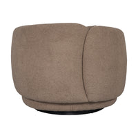 Tulip Blossom Boucle Swivel Lounge Armchair in Soft Butter Cream/Black Sesame/Olive