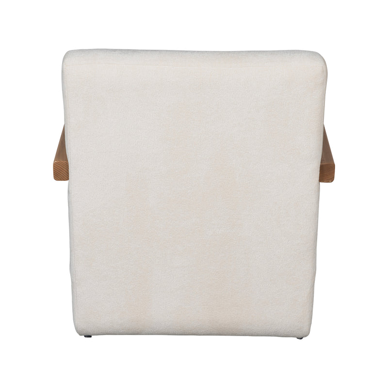 The Mosaic Bouclé Lounge Armchair with Black / Natural Frame in French Mist Grey / Toasted Oatmeal / Butter Cream
