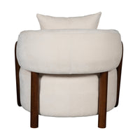 Luna Loop Boucle Armchair with Wooden Armrest in Afternoon Brown / Butter Cream
