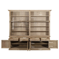 Hamptons Halifax Open Extendable Bookcase with Ladder 250-368cm