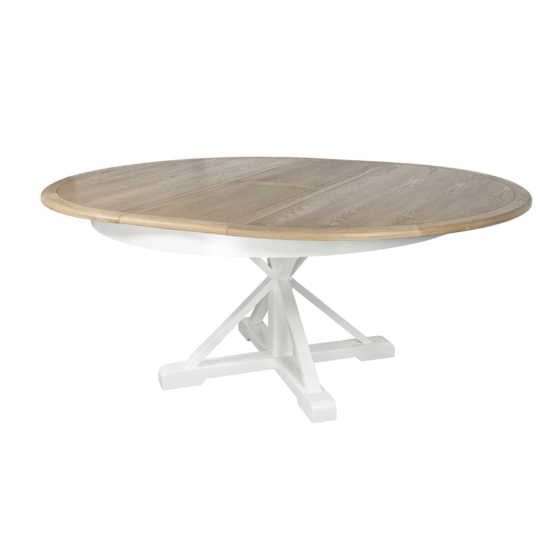 Hamptons Sorrento 150-190cm Round Extendable Trestle Dining Table