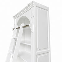 Hamptons Heritage Open Library Arched Extendable Bookshelf/Bookcase with Ladder 100cm - 300cm Wide
