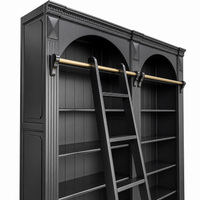 Hamptons Heritage Open Library Arched Extendable Bookshelf/Bookcase with Ladder 100cm - 300cm Wide