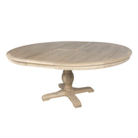 New England Hamptons Round Dining Table with Dentil Molding in Natural Ash Pedestal Base 150cm-190cm