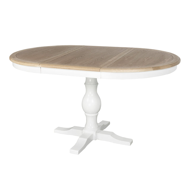 Hamptons Extendable/French Provincial Pedestal Round 100-150cm Extendable Dining Table NATURAL ASH