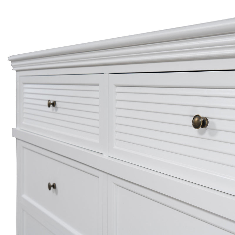 Hamptons Coastal Seaside 6 Drawer Chest Tallboy Cabinet