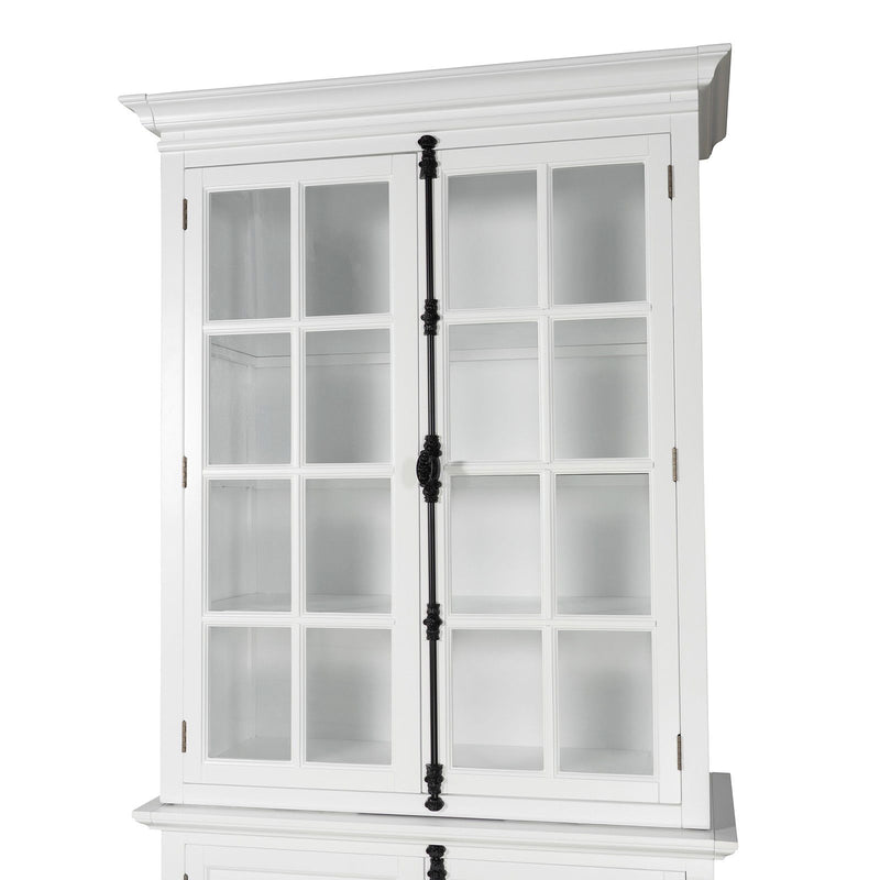 French Provincial Casement Double Glass Door Display Buffet and Hutch Cabinet Bookcase
