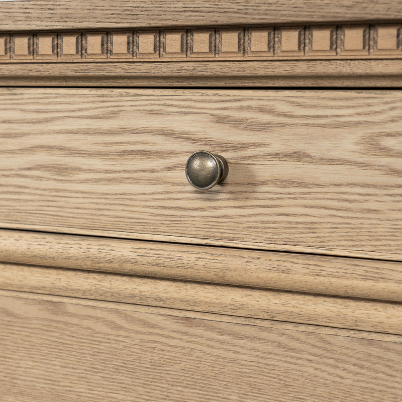 New England Hamptons Executive Desk with Dentil Moulding & Turned Legs – 6 Drawer 1 cupboard Pedestal Study Desk