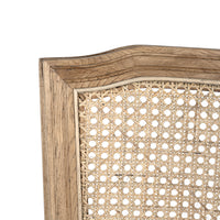 Set of 2 French Provincial / Hamptons Classic Oak Dining Chair with Natural Rattan Cane Back & Beige White Cushion