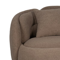 Tulip Blossom Boucle Swivel Lounge Armchair in Soft Butter Cream/Black Sesame/Olive