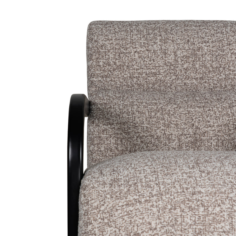 The Mosaic Bouclé Lounge Armchair with Black / Natural Frame in French Mist Grey / Toasted Oatmeal / Butter Cream