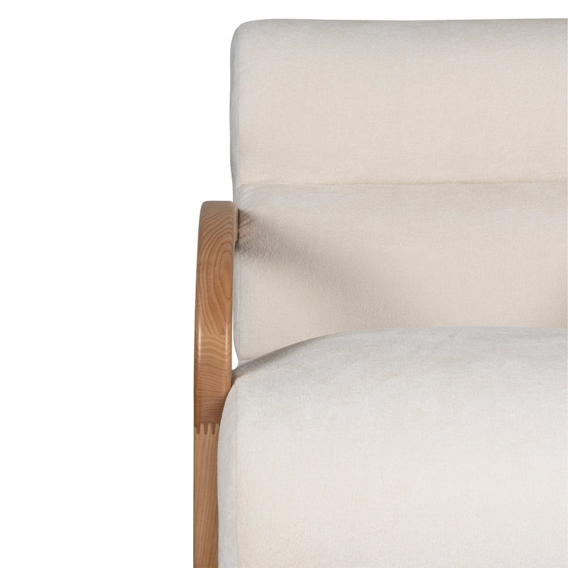 The Mosaic Bouclé Lounge Armchair with Black / Natural Frame in French Mist Grey / Toasted Oatmeal / Butter Cream