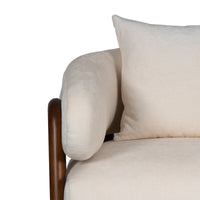 Luna Loop Boucle Armchair with Wooden Armrest in Afternoon Brown / Butter Cream