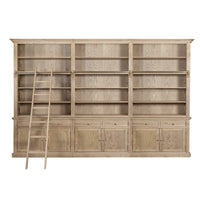 Hamptons Halifax Open Extendable Bookcase with Ladder 250-368cm