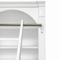 Hamptons Heritage Open Library Arched Extendable Bookshelf/Bookcase with Ladder 100cm - 300cm Wide
