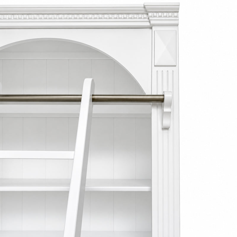 Hamptons Heritage Open Library Arched Extendable Bookshelf/Bookcase with Ladder 100cm - 300cm Wide