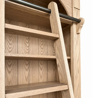 Hamptons Heritage Open Library Arched Extendable Bookshelf/Bookcase with Ladder 100cm - 300cm Wide
