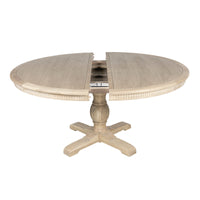 New England Hamptons Round Dining Table with Dentil Molding in Natural Ash Pedestal Base 150cm-190cm