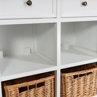 Hamptons Coastal 4 Basket Buffet Sideboard Cabinet