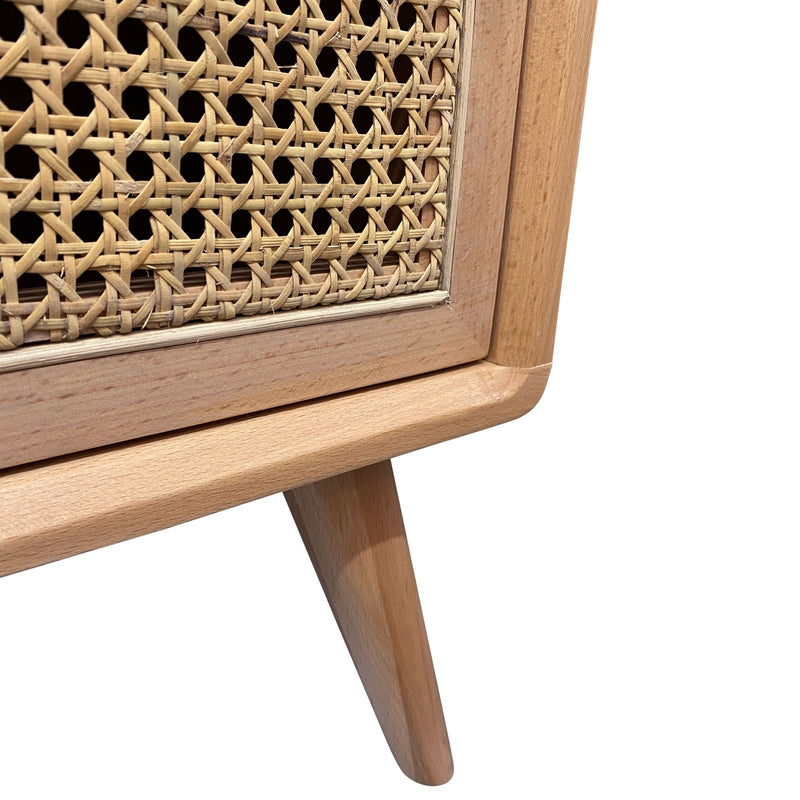 Contemporary Modern Scandinavian Nordic Rattan Bedside Table