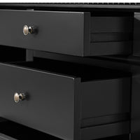 New England Hamptons Executive Desk with Dentil Moulding & Turned Legs – 6 Drawer 1 cupboard Pedestal Study Desk