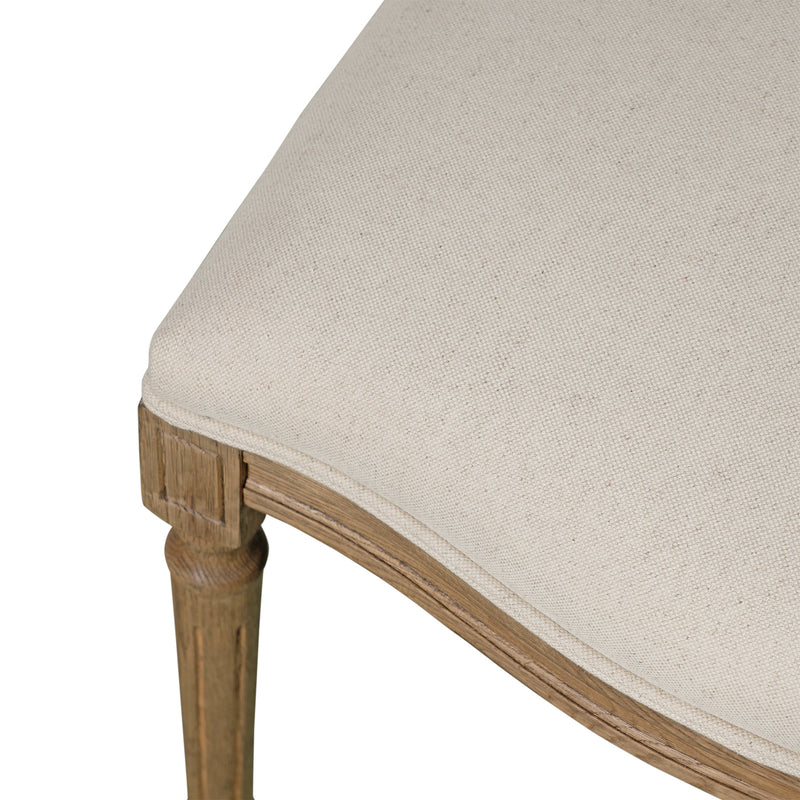 Set of 2 French Provincial / Hamptons Classic Oak Dining Chair with Natural Rattan Cane Back & Beige White Cushion