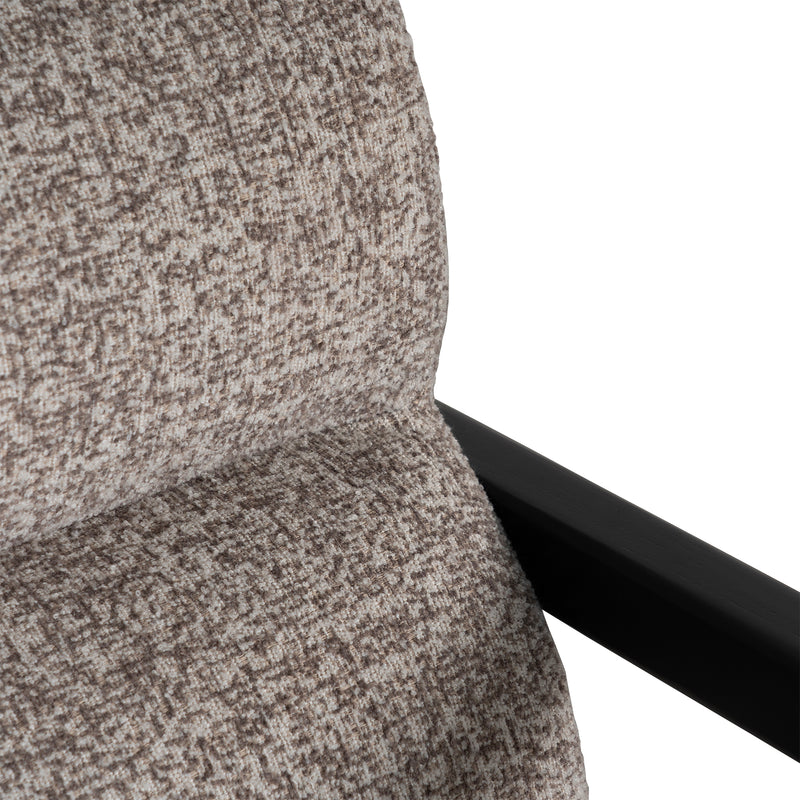 The Mosaic Bouclé Lounge Armchair with Black / Natural Frame in French Mist Grey / Toasted Oatmeal / Butter Cream