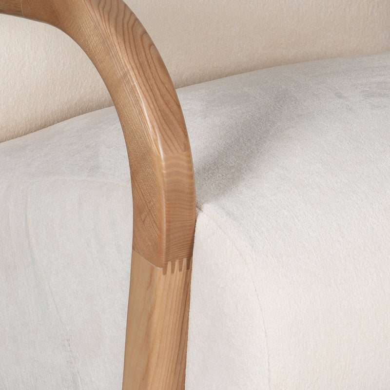 The Mosaic Bouclé Lounge Armchair with Black / Natural Frame in French Mist Grey / Toasted Oatmeal / Butter Cream