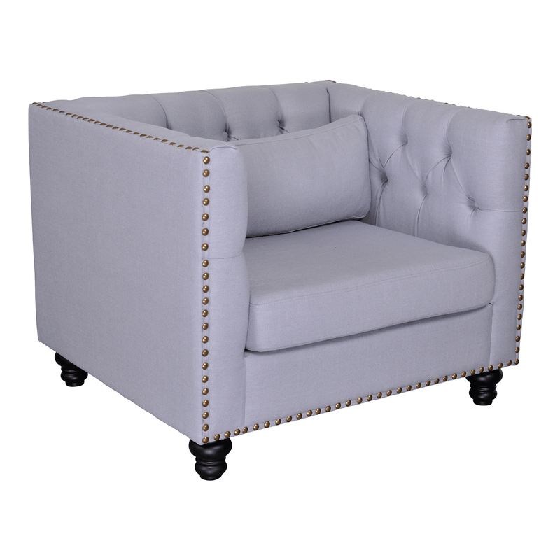 French Provincial Chesterfield Maddy Upholstered Single Lounge Armchair Sofa