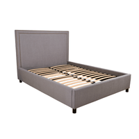 Contemporary Modern Maddy Upholstered Studded Square Queen Bed Frame