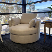 Contemporary Modern Austin Swivel Linen Snuggle Armchair