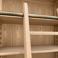 French Provincial Grand Library Bookcase Cabinet with Ladder & Curved Side Detailing Display